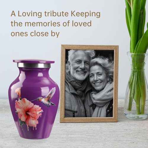 Small Urn for Ashes, Keepsake for Adults (Purple, Aluminum) urn-al-purple