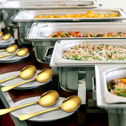 Serving Spoons Set, 6PCS, 10-Inch, Includes 6 Large Spoons, Gold 6 Piece Set - All Large