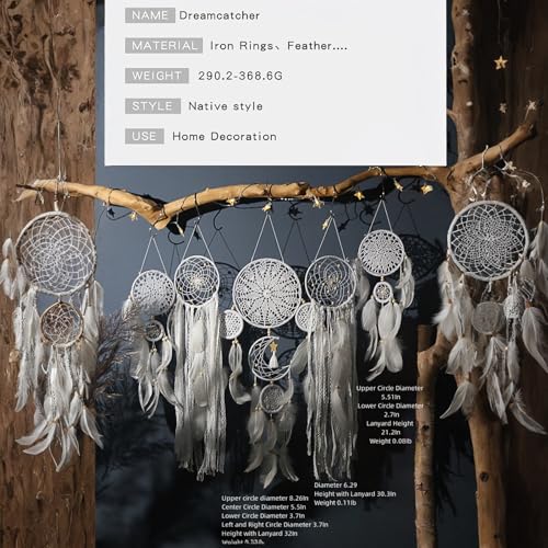 Set of 5 Boho Bedroom Dream Catchers for Adults Wall Bohemian Decor Camel