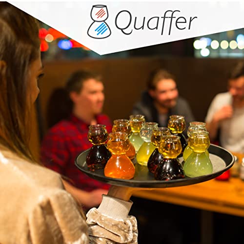 QUAFFER Double Bubble Layered Shot Glass – Chaser Shot Glass Jigger for Smooth Shots – Fun Unique Split Shot Glasses Barware (1.25oz Top & 2.25oz Bottom, Set of 4) 4 Pack Glass
