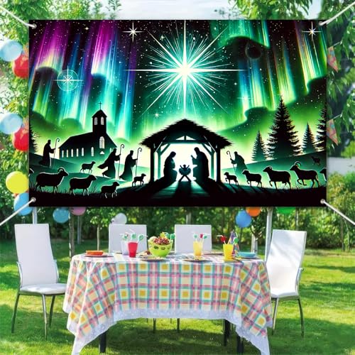 BlissYard Christian Manger Backdrop Star Christmas Decorations 71 x 43 Inch