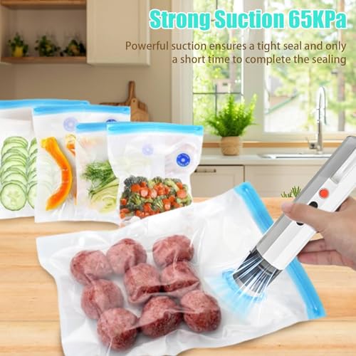 Mini Handheld Vacuum Sealer with 30 Reusable Seal Bags, Type‑C Charging 30 PCS+Vacuum Pump