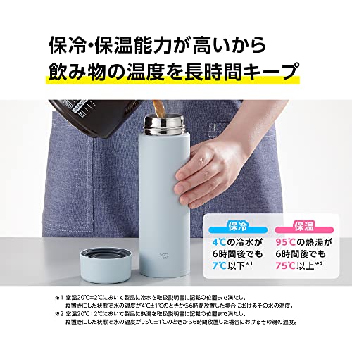 Zojirushi SM-GA72-HL Water Bottle, Seamless Water Bottle, Large Capacity, 24.3 fl oz (720 ml), Screw, Stainless Steel Mug, Ice Gray, Integrated Washer and Washer, Easy to Clean, 2 Pieces Only 720 milliliters