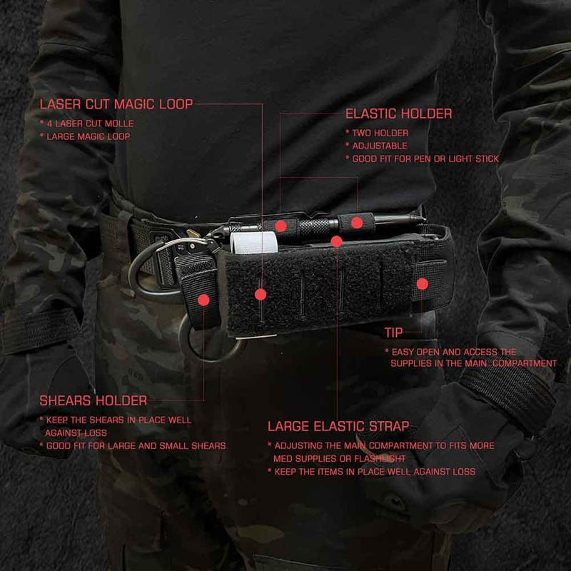 [Australia - AusPower] - 2 Piece Upgrade Laser Cut 1000D Molle Torniquet Pouch, Tactical Medical Tourniquet Pouch Holster Pouch Only-BLACK 