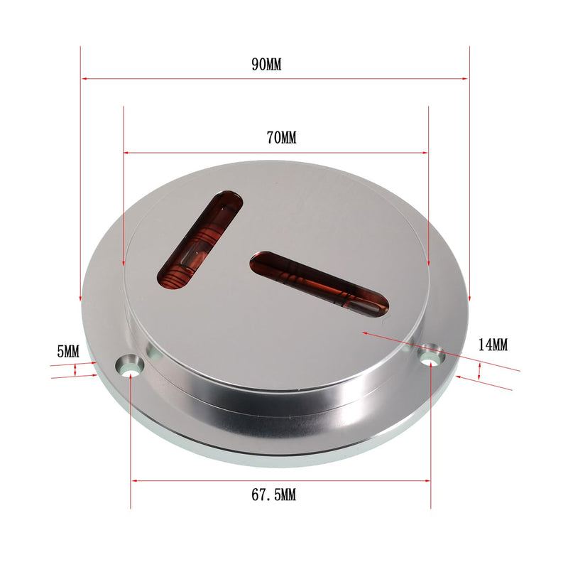 [Australia - AusPower] - Aluminum alloy round T-shaped horizontal and vertical level, X and Y axis symmetrical horizontal bubble, small mounting hole, spring screw (90x14mm) 90x14mm 
