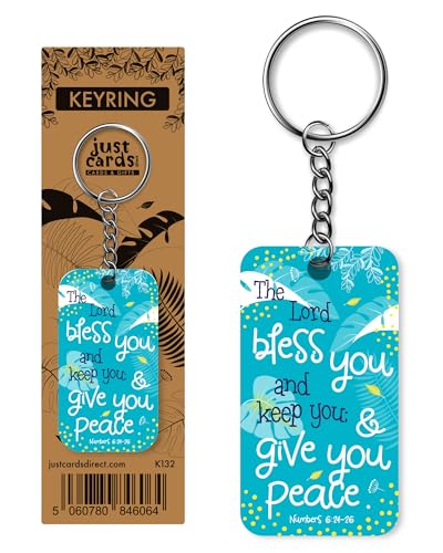 Christian Keyrings, Pack of 12 Bible Verse Keyrings, Wood and Metal, 6.3cm