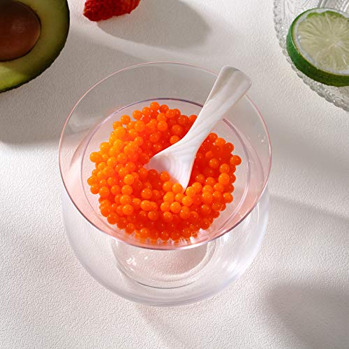 Sabary Glass Caviar Serving Set Plus 6 Pcs 3.2 Inch Mother of Pearl Spoons, Caviar Dish Chiller Server Set with Ice Holder and Spoon for Shrimp Ice Cream Sauce Martini, Wine, Dishwasher Safe