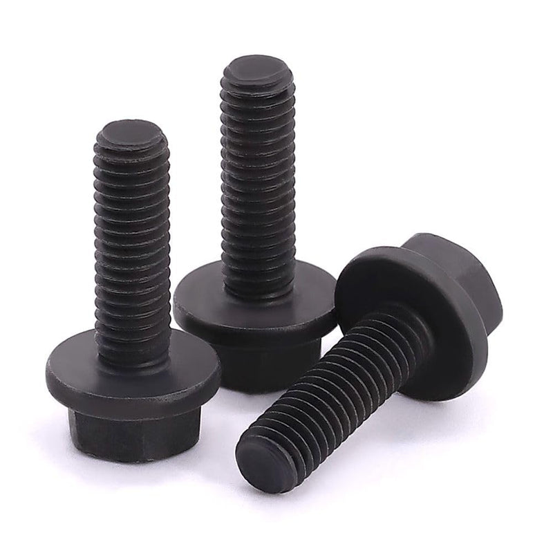 [Australia - AusPower] - M12-1.75 x 45mm (6 pcs) Flanged Hex Bolt Screws Black Oxide Finish, 10.9 Grade Alloy Steel, Large Flange Washer Head Bolt, DIN6921/GB5789, Full Thread M12-1.75 x 45mm 6 