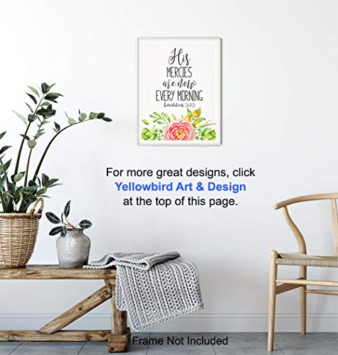 His Mercies Are New Every Morning Christian Bible Verse Wall Art Print - Religious Scripture Home or Church Decor - Inspirational Gift for Pastor, Minister, Men, Women - 8x10 Poster Picture