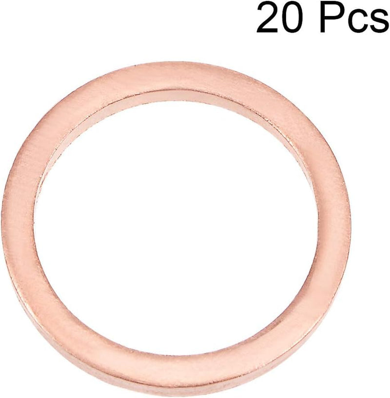 20-piece Unifizz copper flat washers, 16mm x 20mm x 2mm, for screw bolts