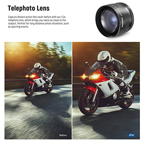 Neewer 52mm Lens and Filter Set: Wide Angle/2.2X Telephoto Additional Lens for 18mm-85mm APS-C Lens, (+1+2+4+10) Close Up Macro/ND/UV/CPL/FLD Filters for Camera Lens with ⌀52mm Thread
