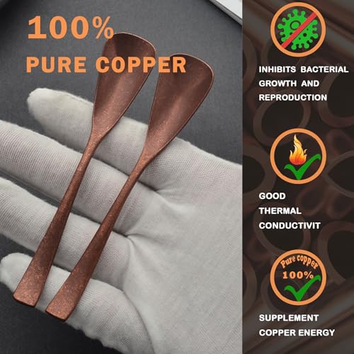 4.33-Inch Vintage Teaspoon, Hand-Forged Antique Copper Spoon, Suitable for Stirring Coffee and Desserts, Cakes, Ice Cream (4) 4