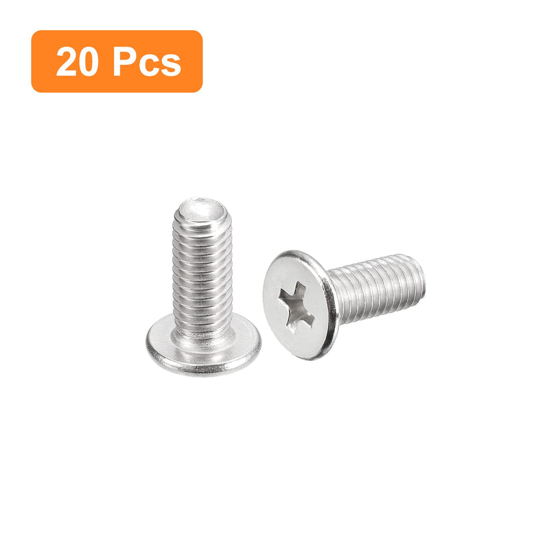 [Australia - AusPower] - uxcell M5-0.8 x 12mm 20Pcs Flat Round Head Screws 304 Stainless Steel Phillips Drive Machine Screws Hardware Fastener for Furniture Connection 