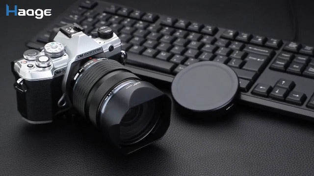 Haoge LH-OP17 Square Metal Lens Hood with Metal Cap Set for Olympus M.ZUIKO ED 17mm f1.2 25MM F1.2 PRO, 12-40mm f2.8 45mm f/1.2 Pro Lens