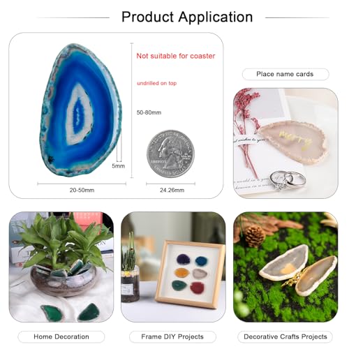 Set of 10 Natural Agate Slices Geode Irregular Stone for Wedding