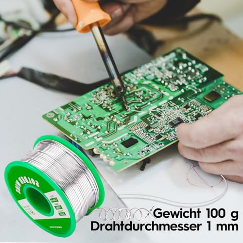 Solder 1mm 100g, Solder with Flux, Sn99.3/Cu0.7 Lead-Free Soldering Wire with Rosin Core for Electric Soldering Repair DIY (1mm 100g) 1mm 100g