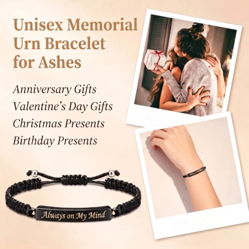 4 Pack Adjustable Braided Ashes Bracelet for Men Women