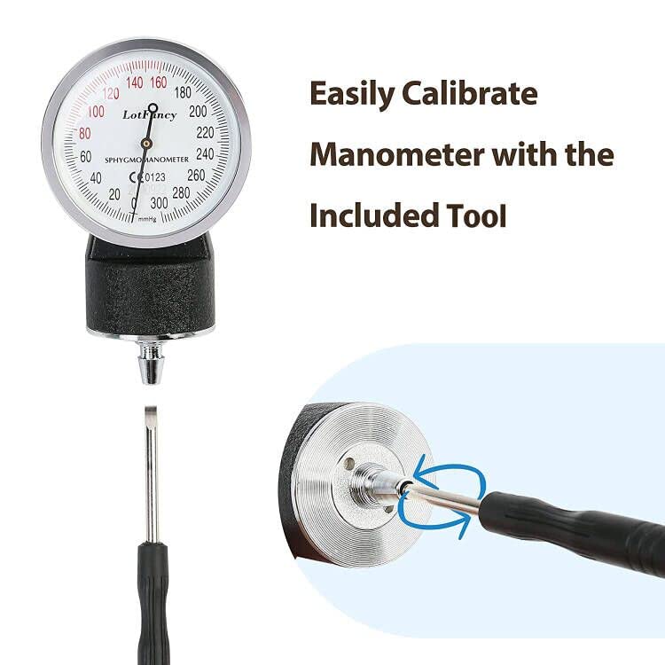 [Australia - AusPower] - LotFancy Aneroid Sphygmomanometer, Blood Pressure Monitors, Manual Blood Pressure Cuff with Zipper Case, Calibration for Accurate Readings, Adult Size Cuff (10"-16"), Black M Cuff (10"-16") 