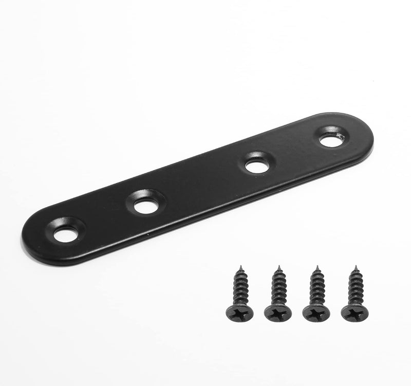 [Australia - AusPower] - 16 Sets 3 Inch Stainless Steel Flat Plate Straight Bracket, 80mm Metal Brackets Mending Repair Plate with Screws for Wood Straight Brace (Black) 3"-80mm 