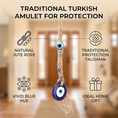HEEPDD Turkish Blue Evil Eye Wall Hanging, Handcrafted Glazed Resin Amulet for Home Office Decor, Protection Charm for Housewarming Gift, New Homeowners and Spiritual Décor Enthusiasts