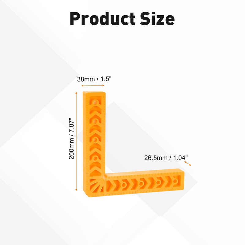 HARFINGTON 2Pcs Corner Clamp 90 Degree 8" Right Angle Clamp for Woodworking, ABS Plastic Positioning Square Tool for Picture Frame Box Cabinets Drawers, Yellow 8"