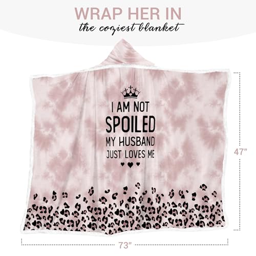 Spoiled Wife Fleece Wearable Blanket Hoodie - Mothers Day Gifts for Wife from Husband - Birthday Wife Gift Ideas