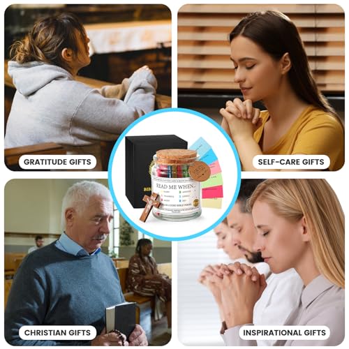 108 Pcs Read This When Bible Verses Jar for Christian, Birthday, Christmas Gifts for Women- Meaningful Gift for Mom, White Elephant Gift, Stocking Stuffer for Kids