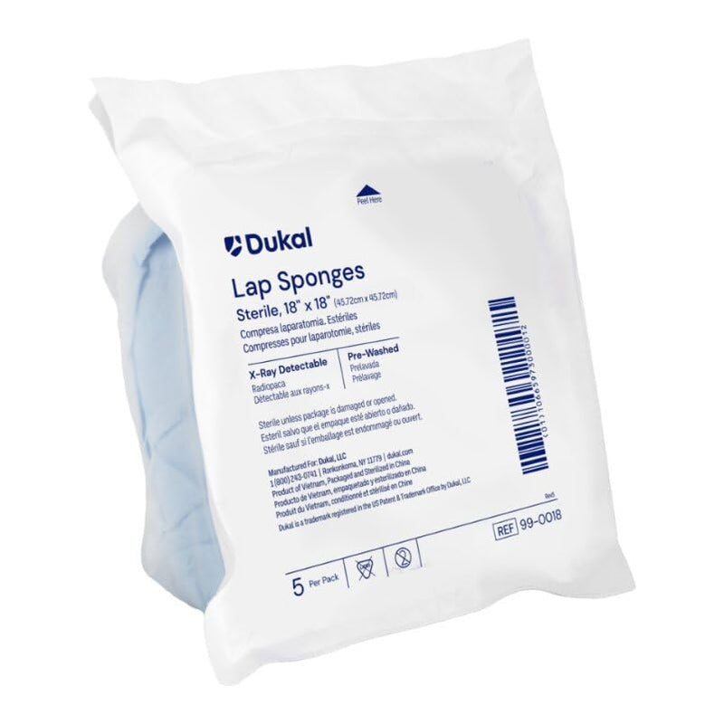 [Australia - AusPower] - Dukal Sterile Laparotomy Sponges 18" x 18" – X-Ray Detectable Filament, 5-Pack – High Absorbency, Surgical Grade 