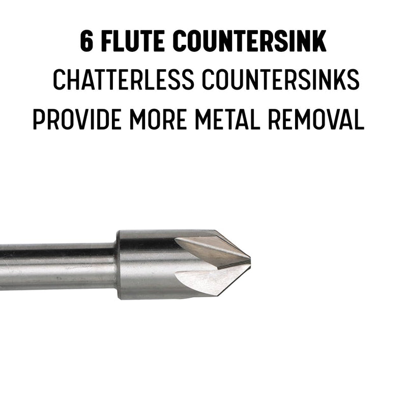 Drill America - DEWCHAT1-82 1"-82 High Speed Steel 6 Flute Chatterless Countersink, Dew Series