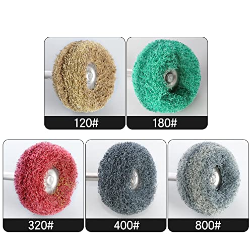 Hiqalty 1-inch brown 120-grit abrasive buffing wheels with 3mm shafts for rotary tool metal polishing