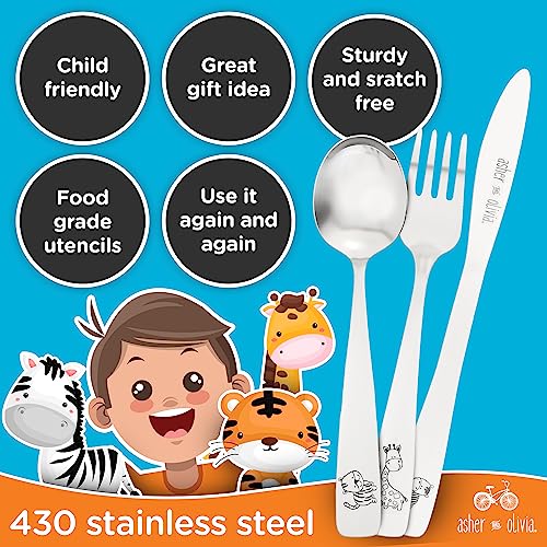Kids and Toddler Utensils Silverware Set – 24-Piece Toddler Silverware Includes 8 Forks 8 Spoons and 8 Kid-Friendly Knives - kids Metal silverware Flatware Cutlery Set for Preschooler Baby Child 24 Pack