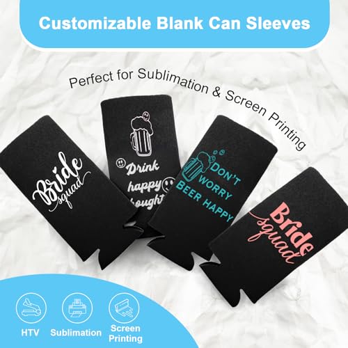 Slim Can Cooler Sleeves (100 Pack) Bulk Customizable, Blank Foldable Foam Insulators for Beer Bottles & 12oz Tall Cans, Sublimation/HTV-Ready for Beer, Seltzer & White Claw (White) 100