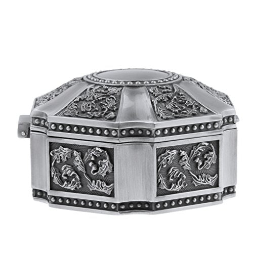 MioCloth Classic Vintage Antique Zine Tin Heart Jewelry Box Treasure Storage Organizer Chest Small Hexagon