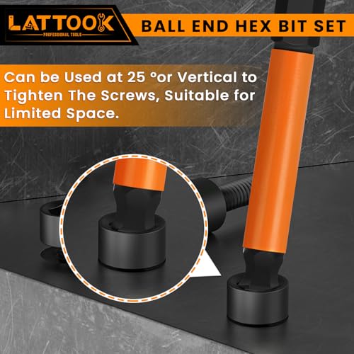 LATTOOK 24-piece metric and SAE ball end hex bit set with quick change bit driver, 2.5-inch bits