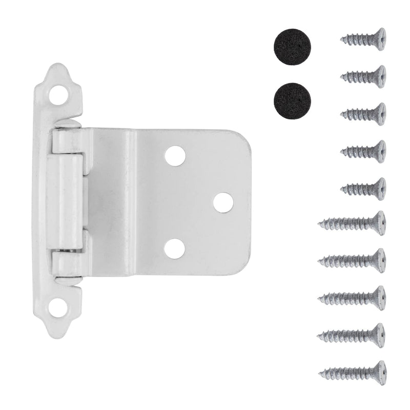 Hickory Hardware P143-W - Variable Overlay 3/8 Inch Inset Self-Closing Collection Cabinet Hinge 170° Opening - Surface Face Frame Mounting - Easy Installation White Finish - 1 Set of Pair (Pack of 5) Variable overlay, 3/8 Inch Inset (Pack of 5)