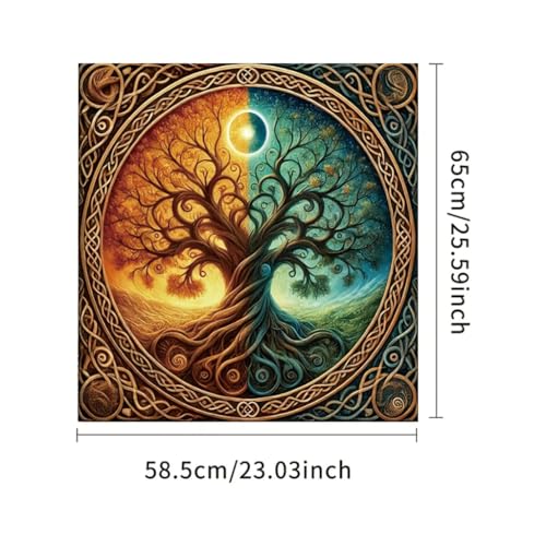 2D Flat Celtic Tree of Life Sun and Moon Dishwasher Cover 23x26 Inch Day and Night Panel Decal Washer Refrigerator Door Cover Kitchen Appliance Decorative Spiritual Symbolic Home Decor Style 2