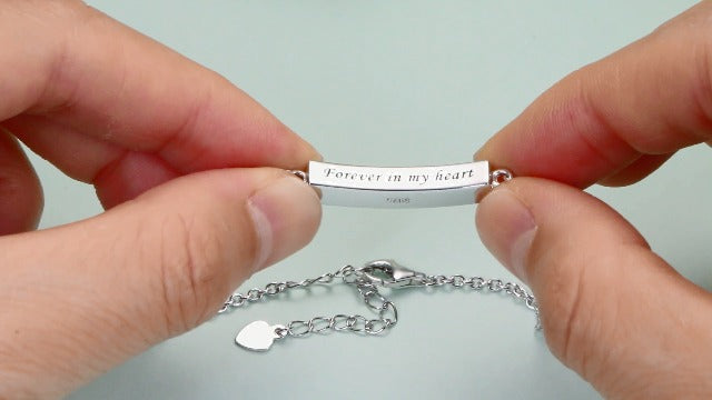 DAOCHONG Forever in My Heart Urn Bracelet for Ashes 925 Sterling Silver Bar
