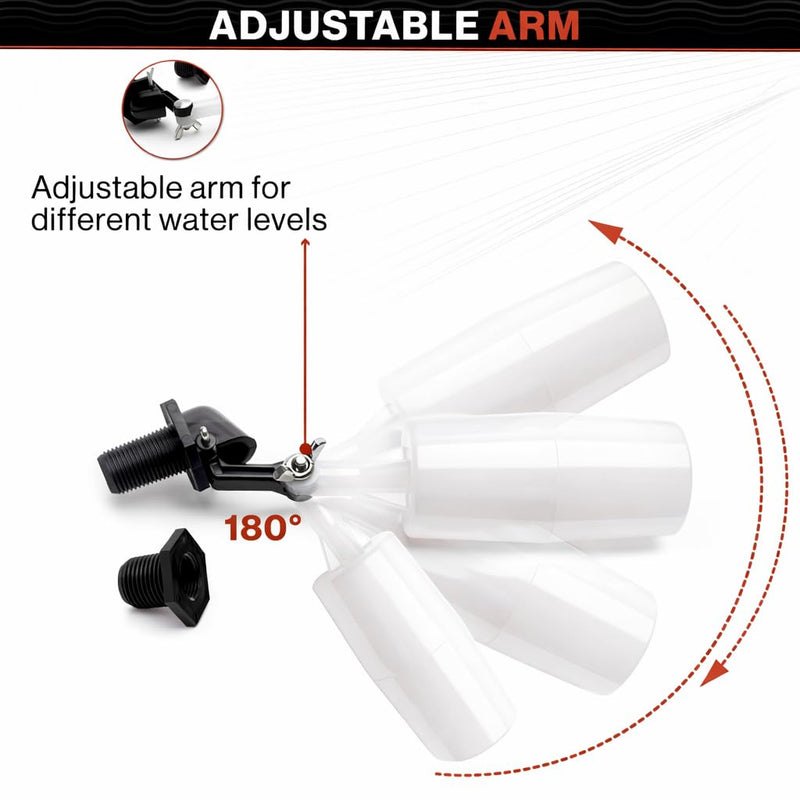 [Australia - AusPower] - Pool St 3/8" and 1/2" Pool Auto Fill Float Valve Replacement | Includes Adapter From 3/8 Inch to 1/2 Inch | Compatible with Most Water Float Valve For Water Tank and Pool Water Leveler Auto Fill 