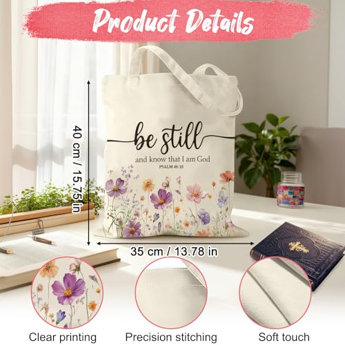 Christian Gifts for Women, Christian Tote Bag for Church and Study, Large Canvas Bible Bag for Women, Religious Gifts for Daily Commute and Services