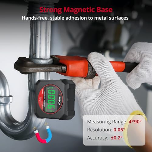 XUNTOP 4x90° digital angle finder protractor with strong magnetic bottom