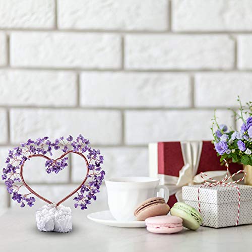 Rockcloud Handmade Amethyst Love Heart Shape Crystal Money Tree Purple
