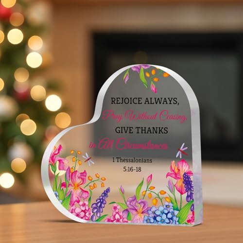 Religious Gifts for Women Christian Heart Shaped Acrylic Plaque Inspirational Bible Verse Gifts for Women Spiritual Gift for Friend Christmas Birthday Graduation Present for Girl Desk Decorative Sign Christian Inspirational Desk Sign