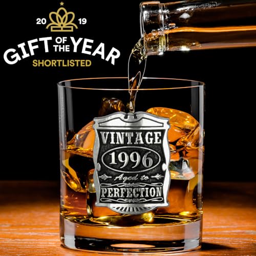 English Pewter Company Vintage Years 1996 30th Birthday or Anniversary Old Fashioned Whisky Rocks Glass Tumbler - Unique Gift Idea For Men [VIN130]