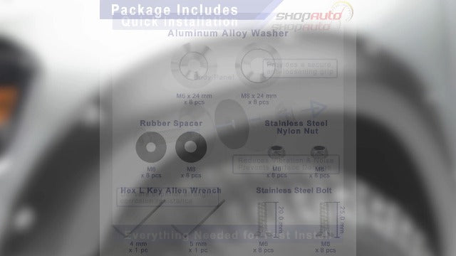 Shopauto aluminum tapered flat washers, 24mm OD, M6 and M8, 16-piece silver set