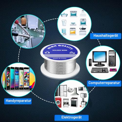Solder (Solder Wire), 0.8mm Solder Lead Free Sn99.3 Cu0.7 Solder with Rosin Core Flux for Repair and DIY of Electronic Electrical Soldering Components (20G) 20g