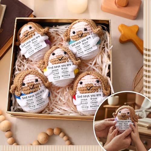 Marsui 5 Pcs 10 Pcs Crochet Dolls Jesus Figures Christian Gift, Colorful
