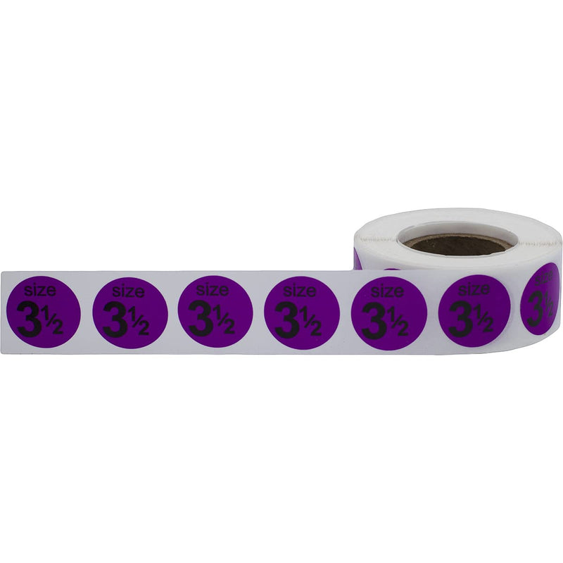Shoe Size 3 1/2 Lilac Stickers for Retail Clothing 0.75 Inch 500 Total Adhesive Labels