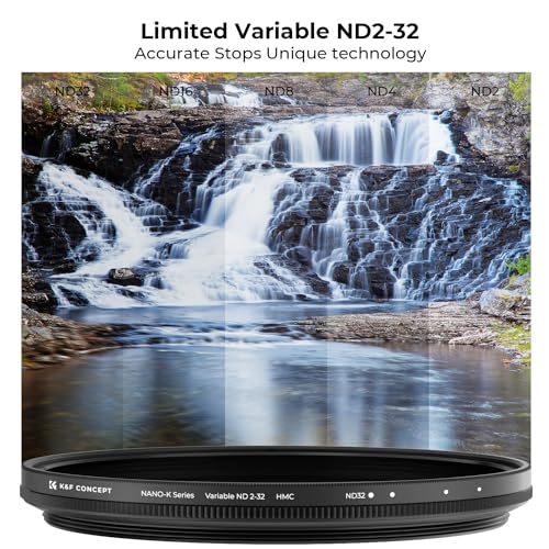 K&F CONCEPT 62mm Variable ND2-32(1-5 Stops) Lens Filter 18 Multi-Coating