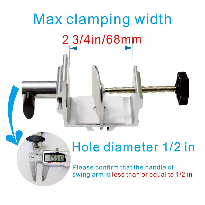 [Australia - AusPower] - Replacement Clamp for 1/2” Base Magnifying Lamp，Desk Lamp，Magnify Lamp，Swing Arm Lamp，Phone Mount，Ipad Mount，Tablet Holder，Mic Holder (Silver) Silver 