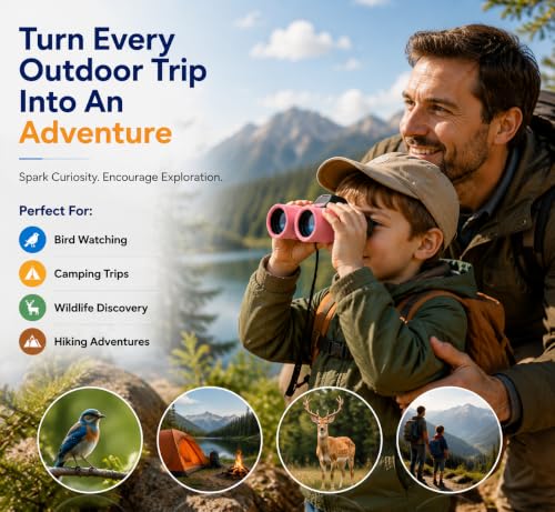 Binoculars for Kids 8x21 High-Resolution for Bird Watching Camping Pink